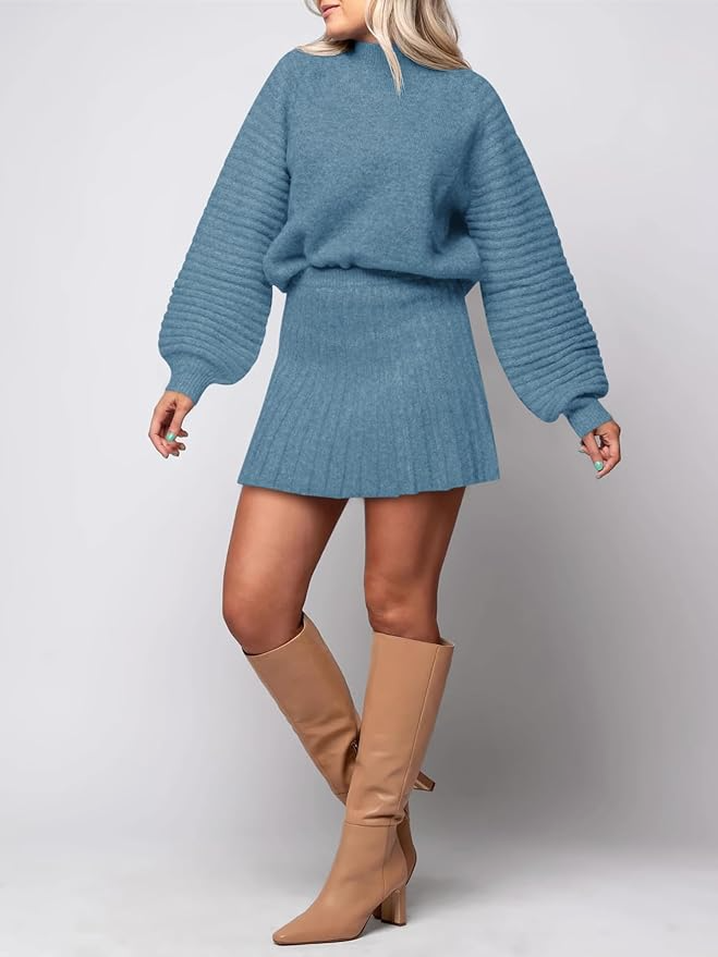 Ribbed Knit Sweaters +  Mini Skirt
