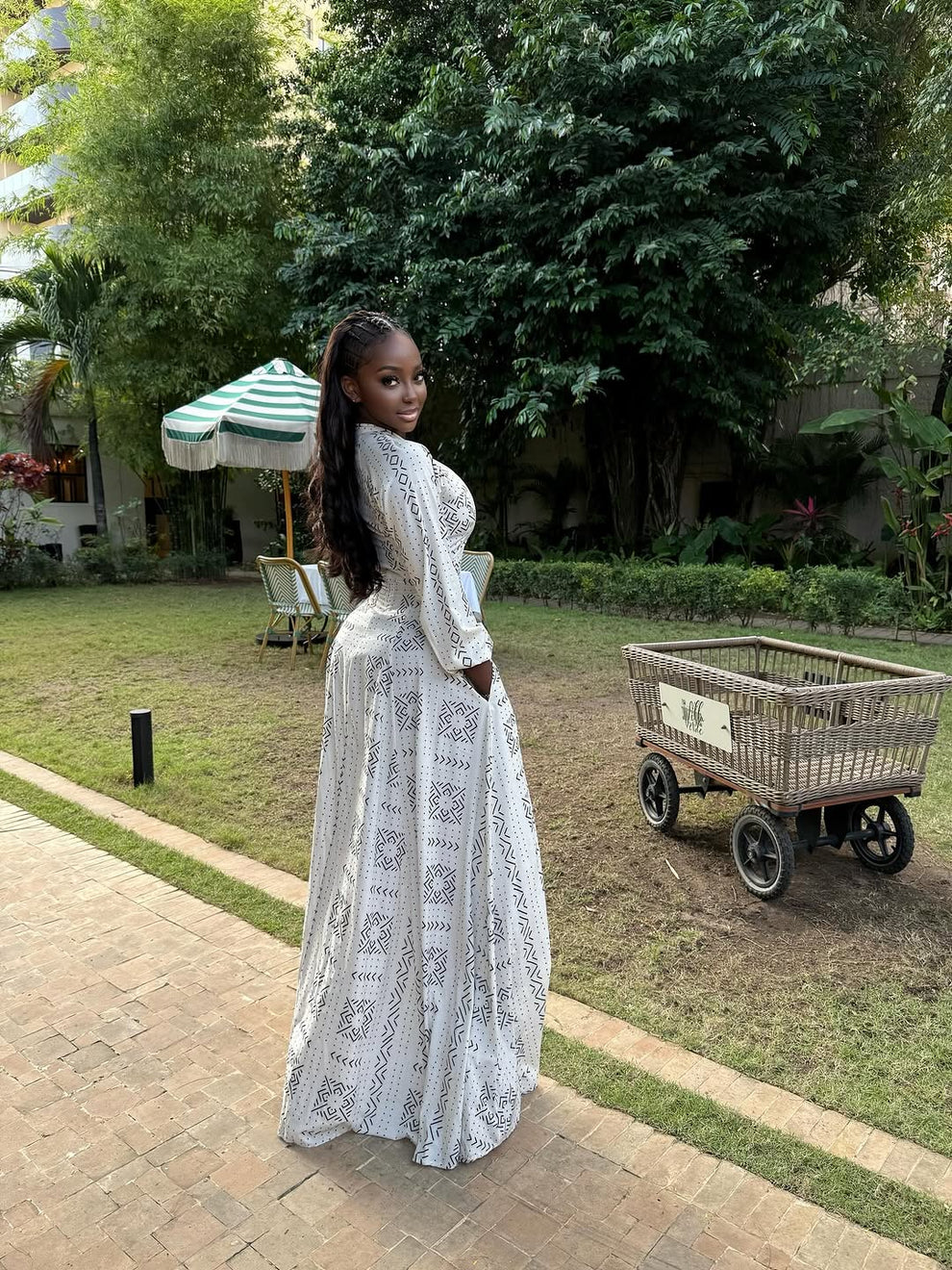 White Cotton Button Maxi Dress