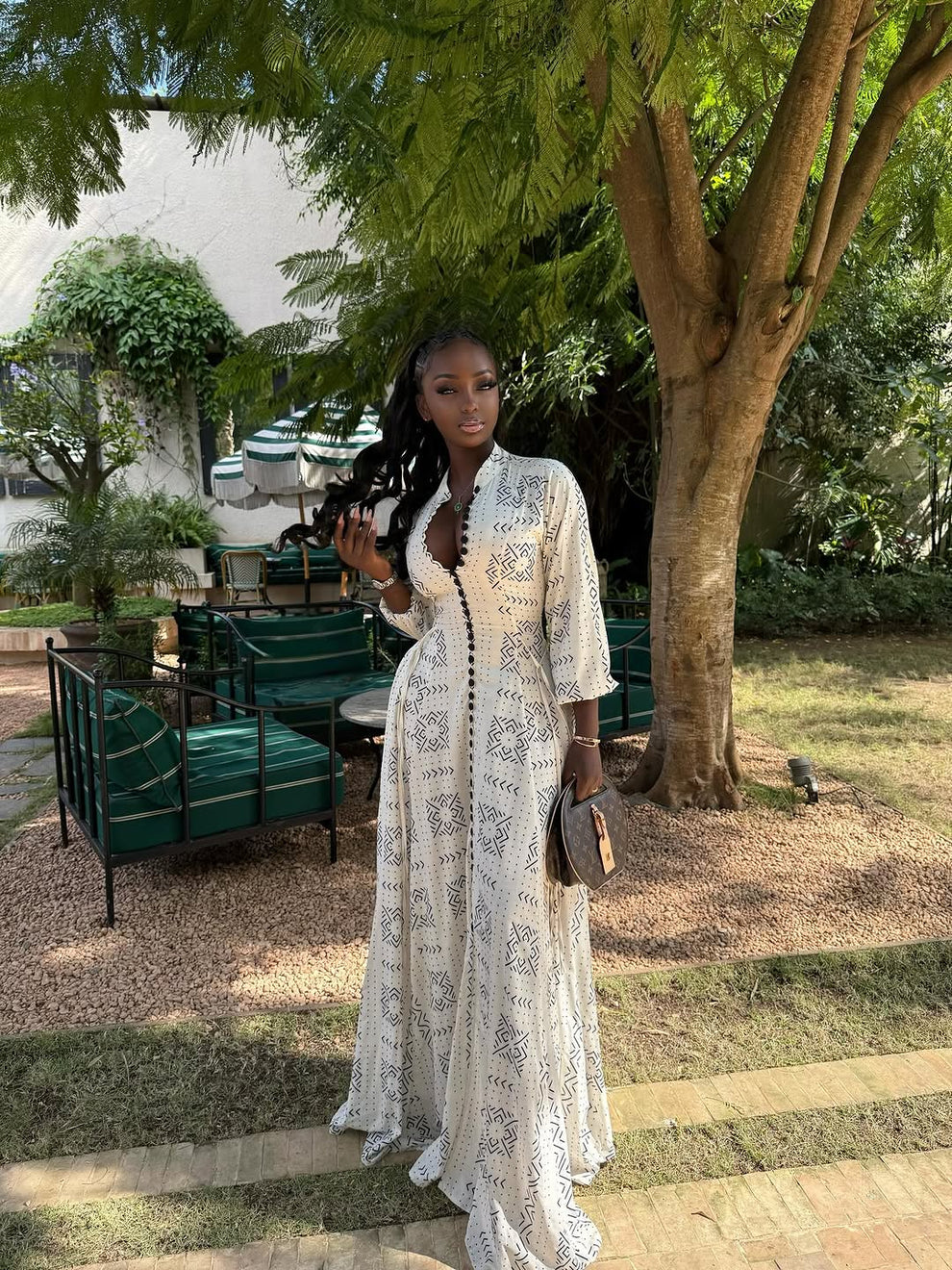 White Cotton Button Maxi Dress