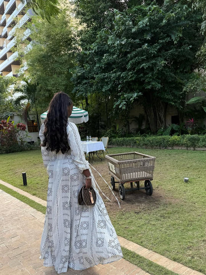 White Cotton Button Maxi Dress