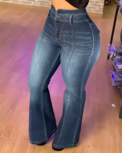 High-Rise Slim-Fit Skinny Flared Jeans