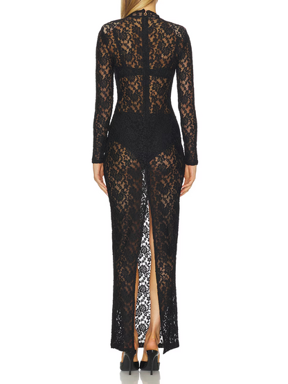 Embroidered Long-Sleeved Dress