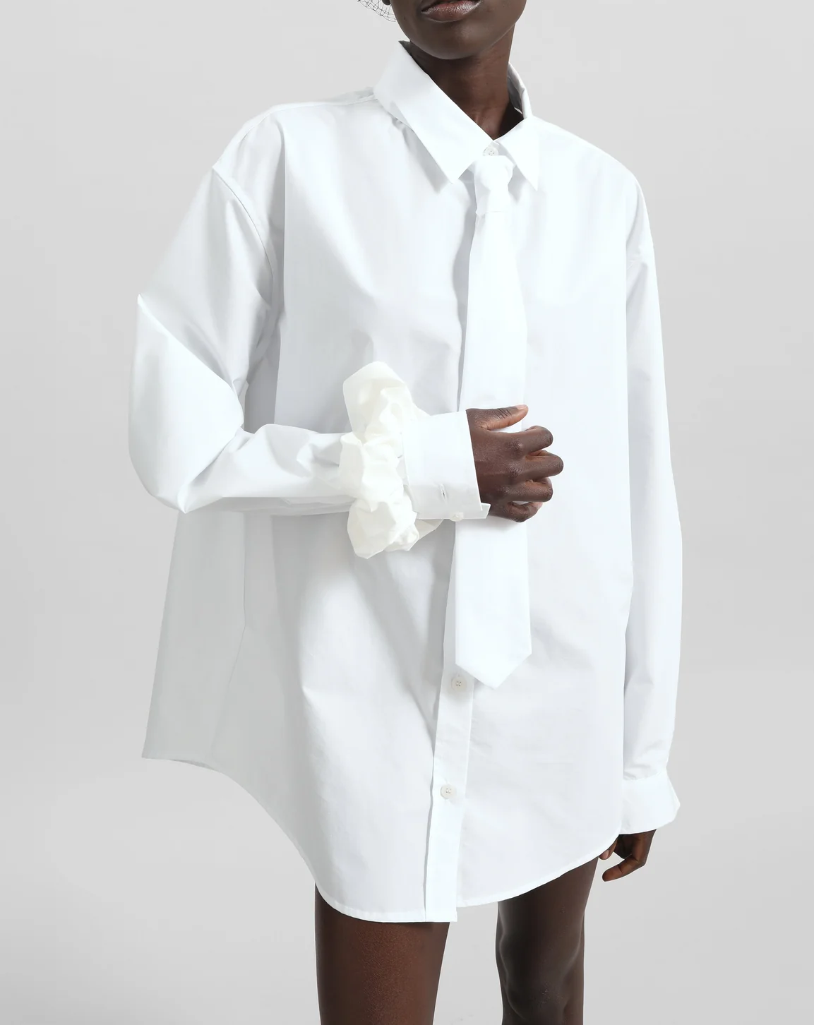 Tie Neck Shirt - White