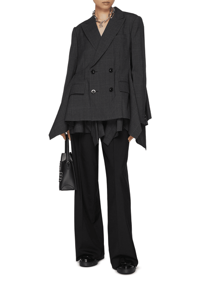 Tie Asymmetric Faux Leather Bomber Jacket