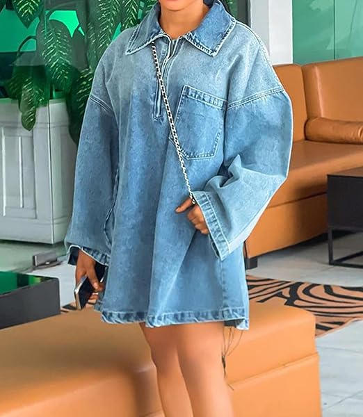 Vintage Distressed Loose Denim Dresse