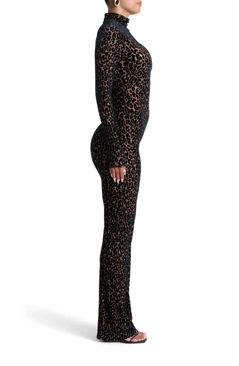 Leopard Print Long Sleeve Jumpsuit/Dress