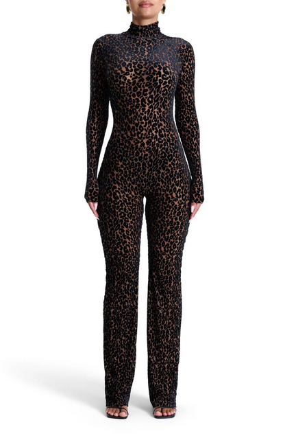 Leopard Print Long Sleeve Jumpsuit/Dress