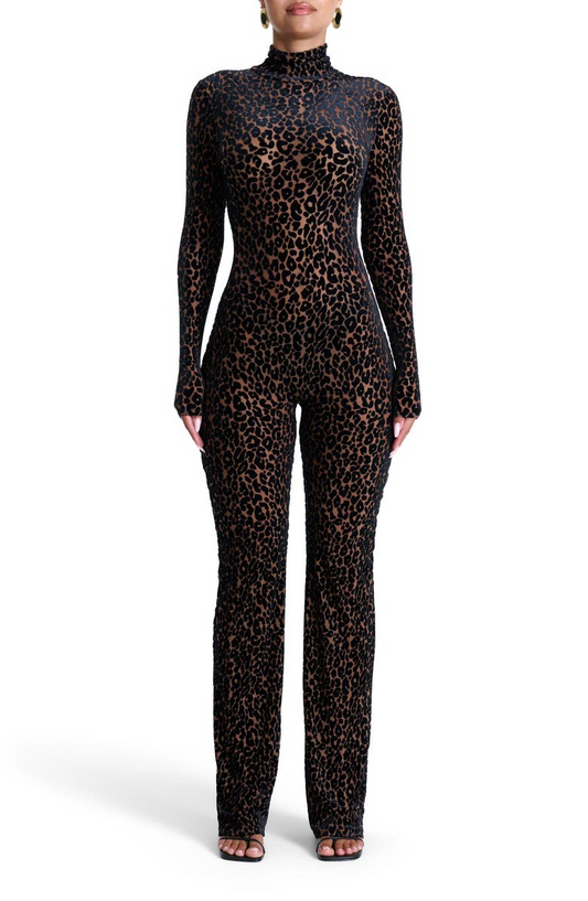 Leopard Print Long Sleeve Jumpsuit/Dress