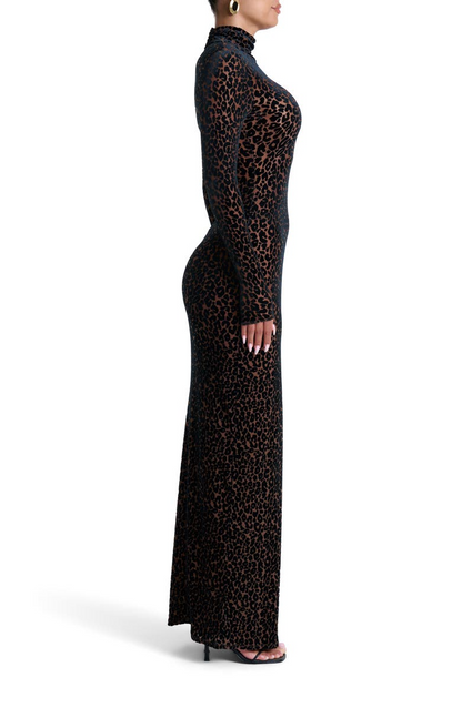 Leopard Print Long Sleeve Jumpsuit/Dress