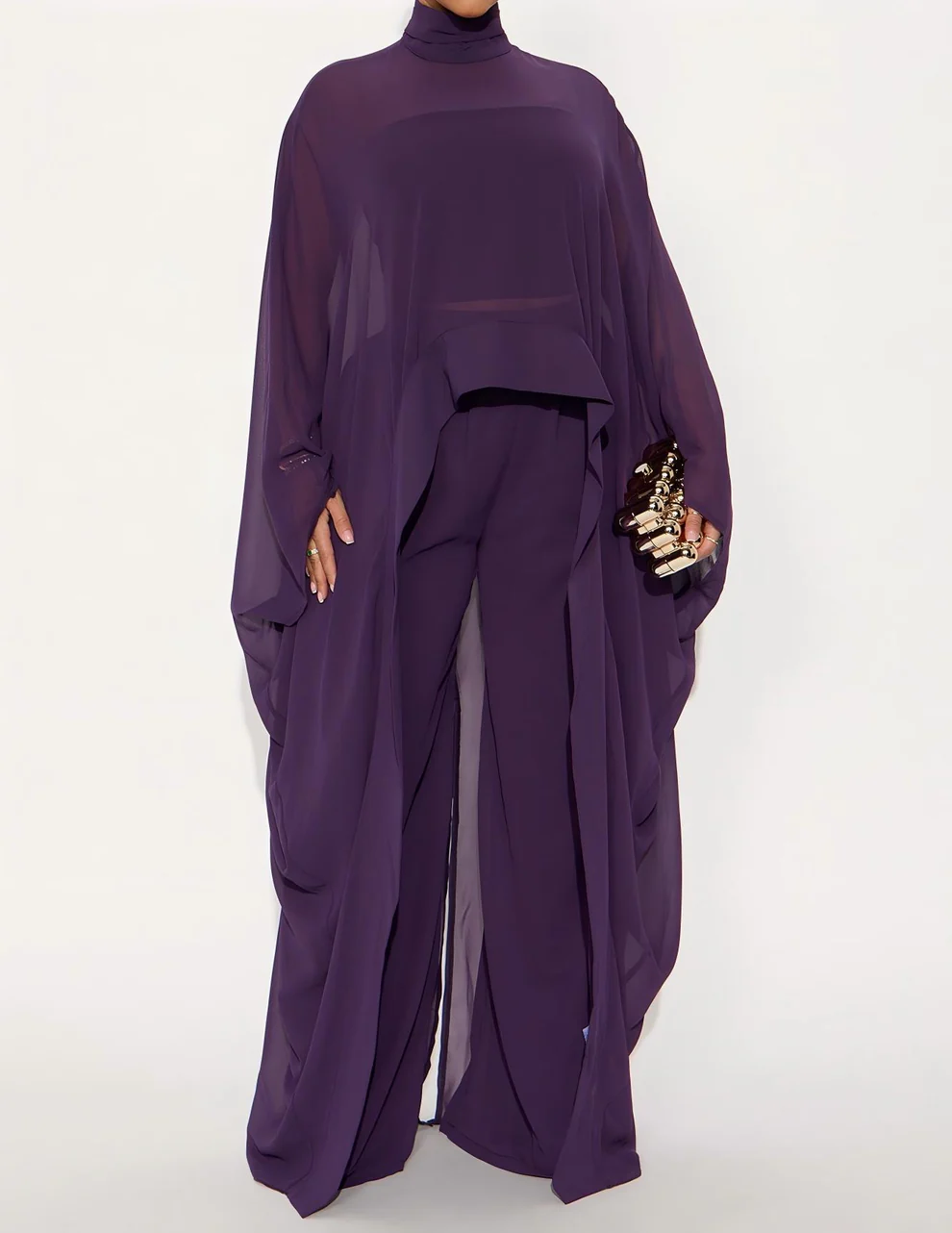 Eggplant Draped Pant Set