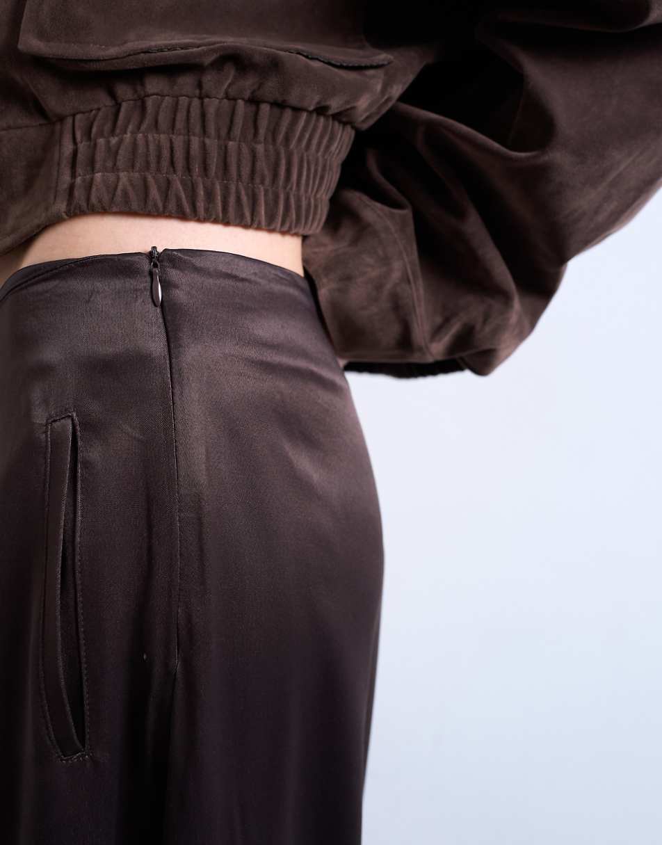 High waisted satin cuffed balloon pant