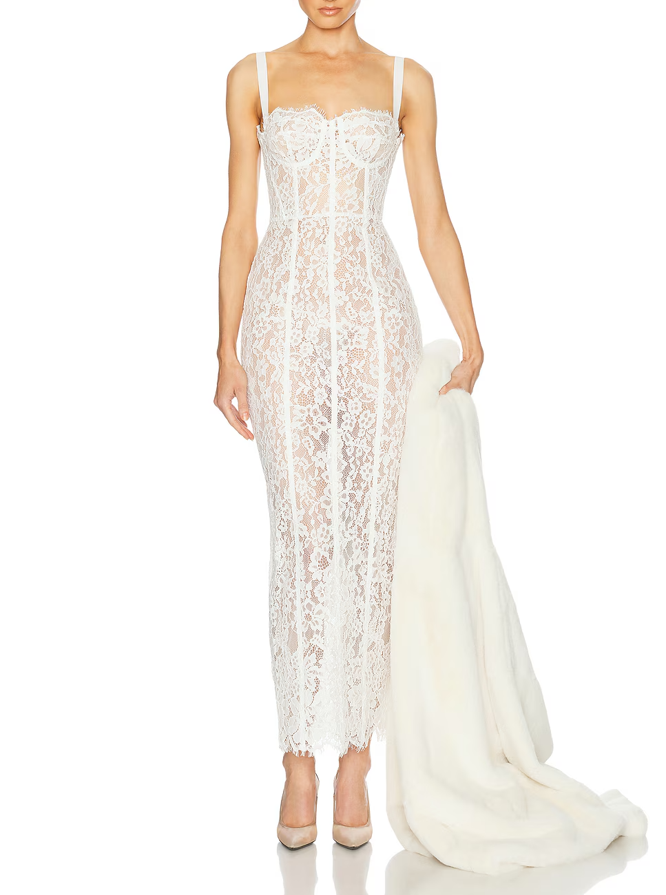 Strapless Lace-Up Lace Dress