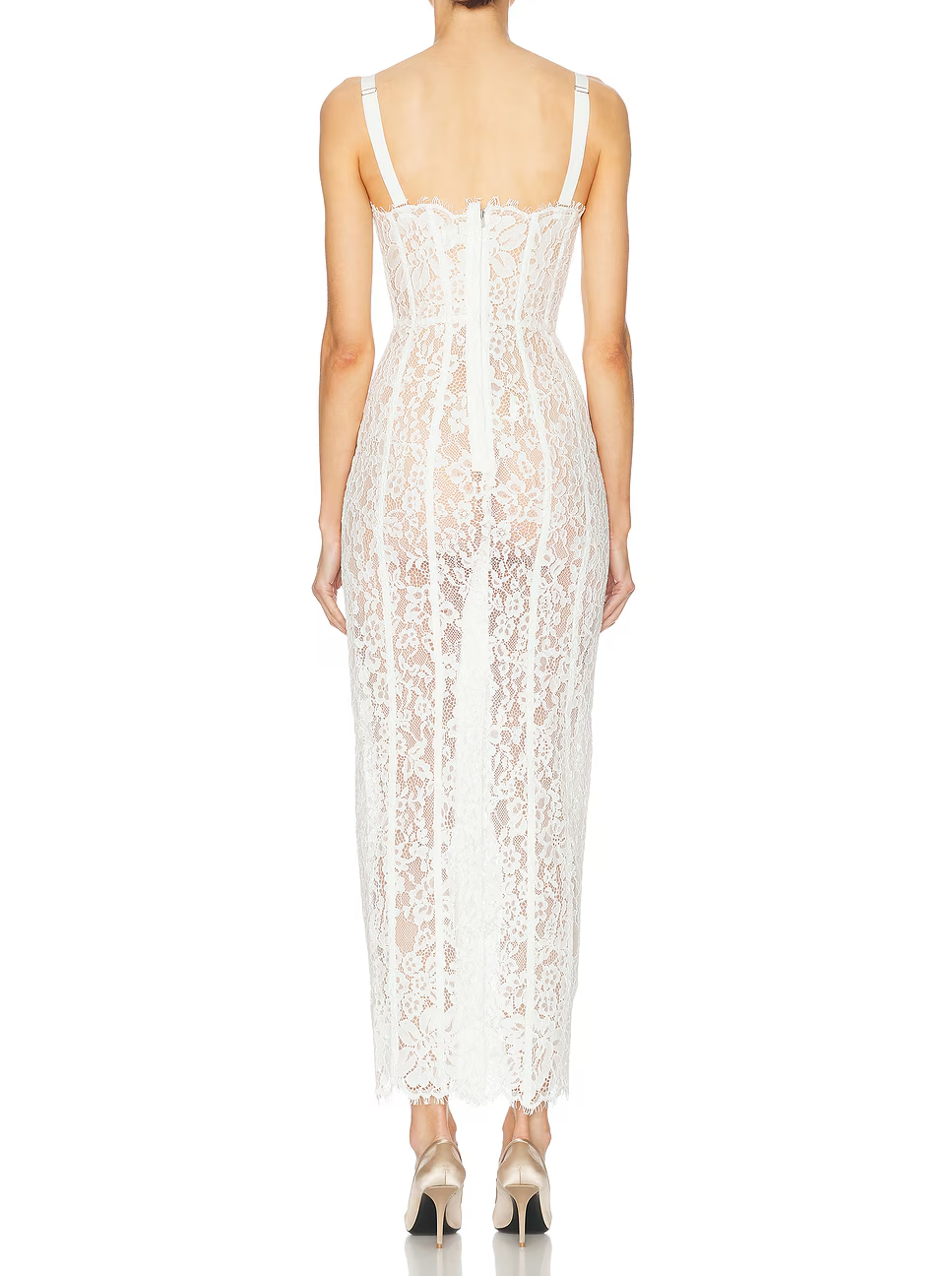 Strapless Lace-Up Lace Dress