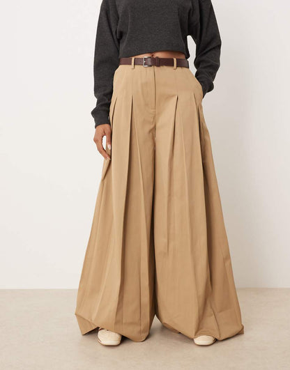 Tall tailored pleated wide leg trousers