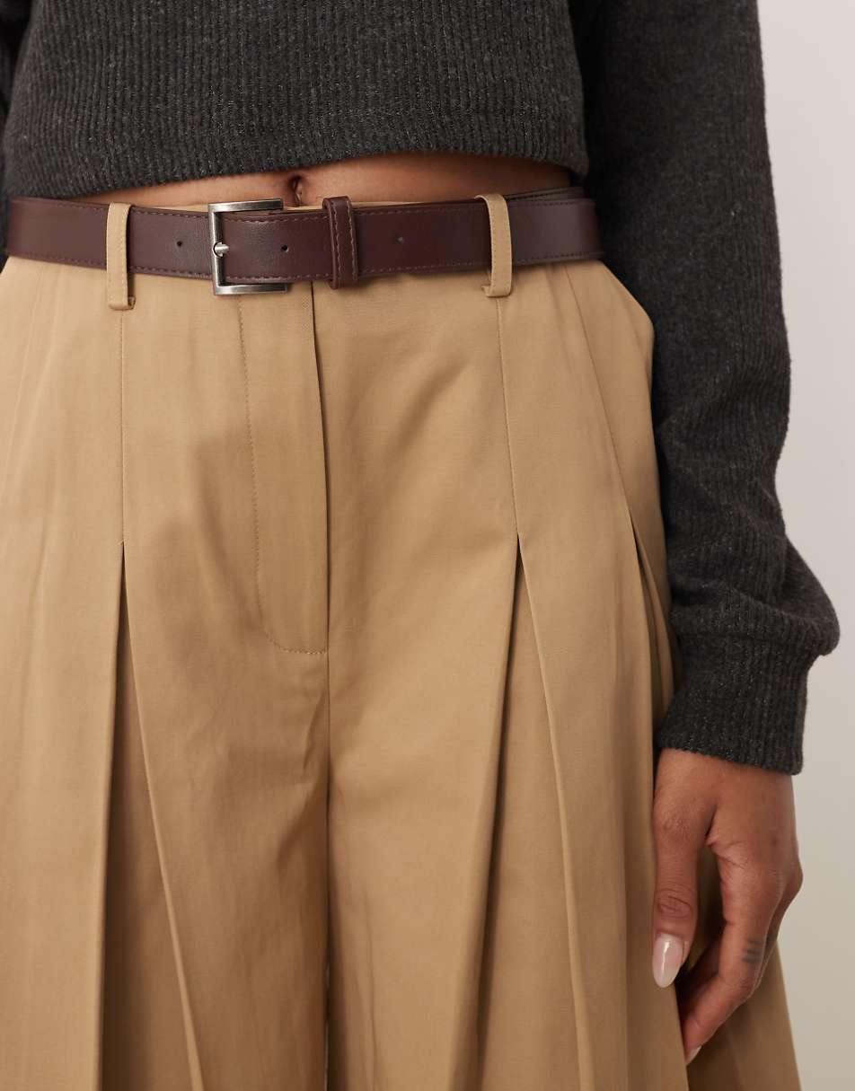 Tall tailored pleated wide leg trousers
