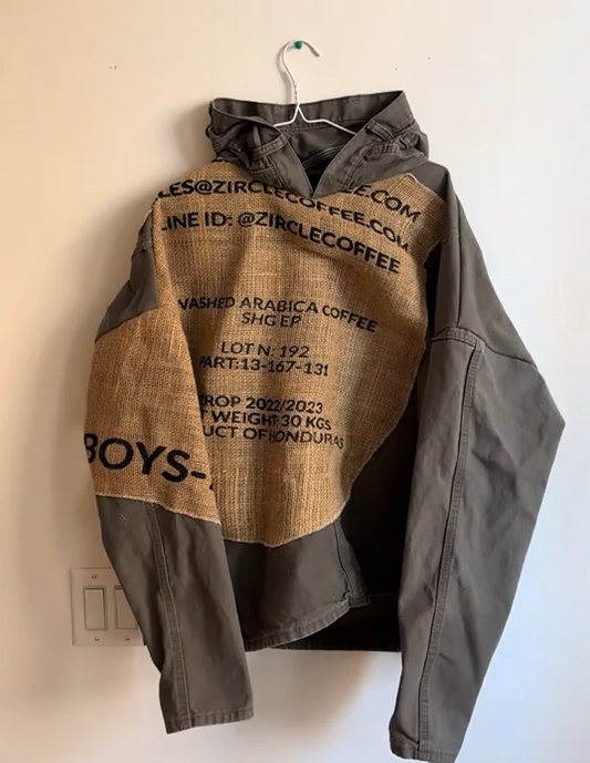 Denim panelled hoodie