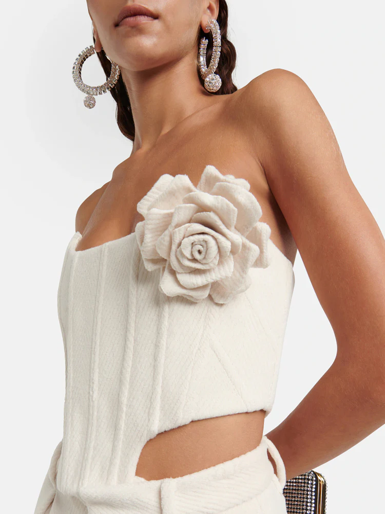 Three-dimensional Patterned Strappy Straight-Leg Pants Set