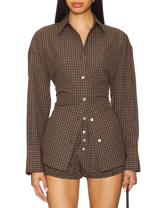 Checkered Pleated Shirt + Shorts