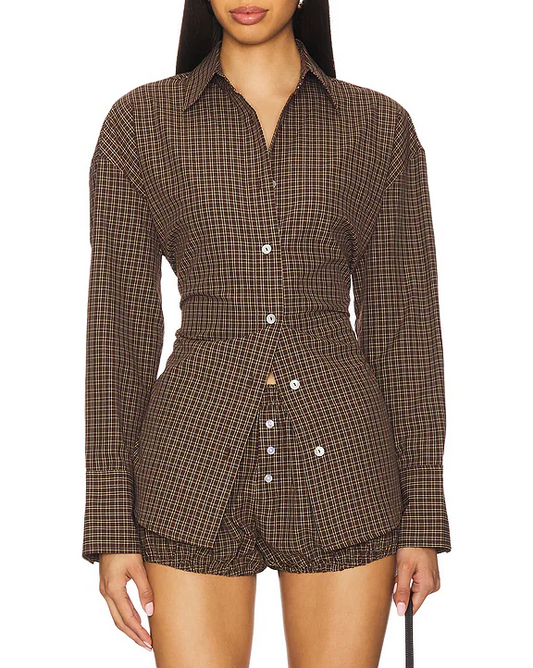 Checkered Pleated Shirt + Shorts