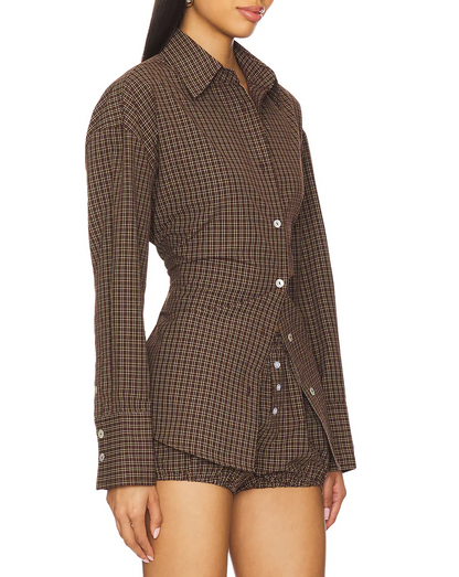 Checkered Pleated Shirt + Shorts