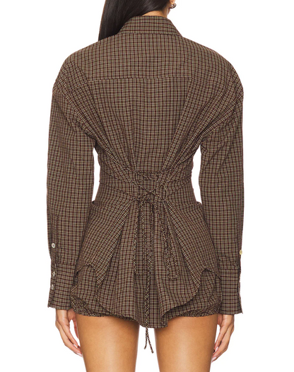 Checkered Pleated Shirt + Shorts