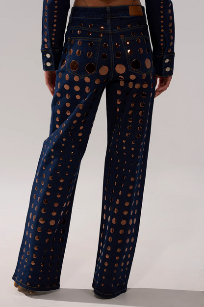 Metal-embellished jeans