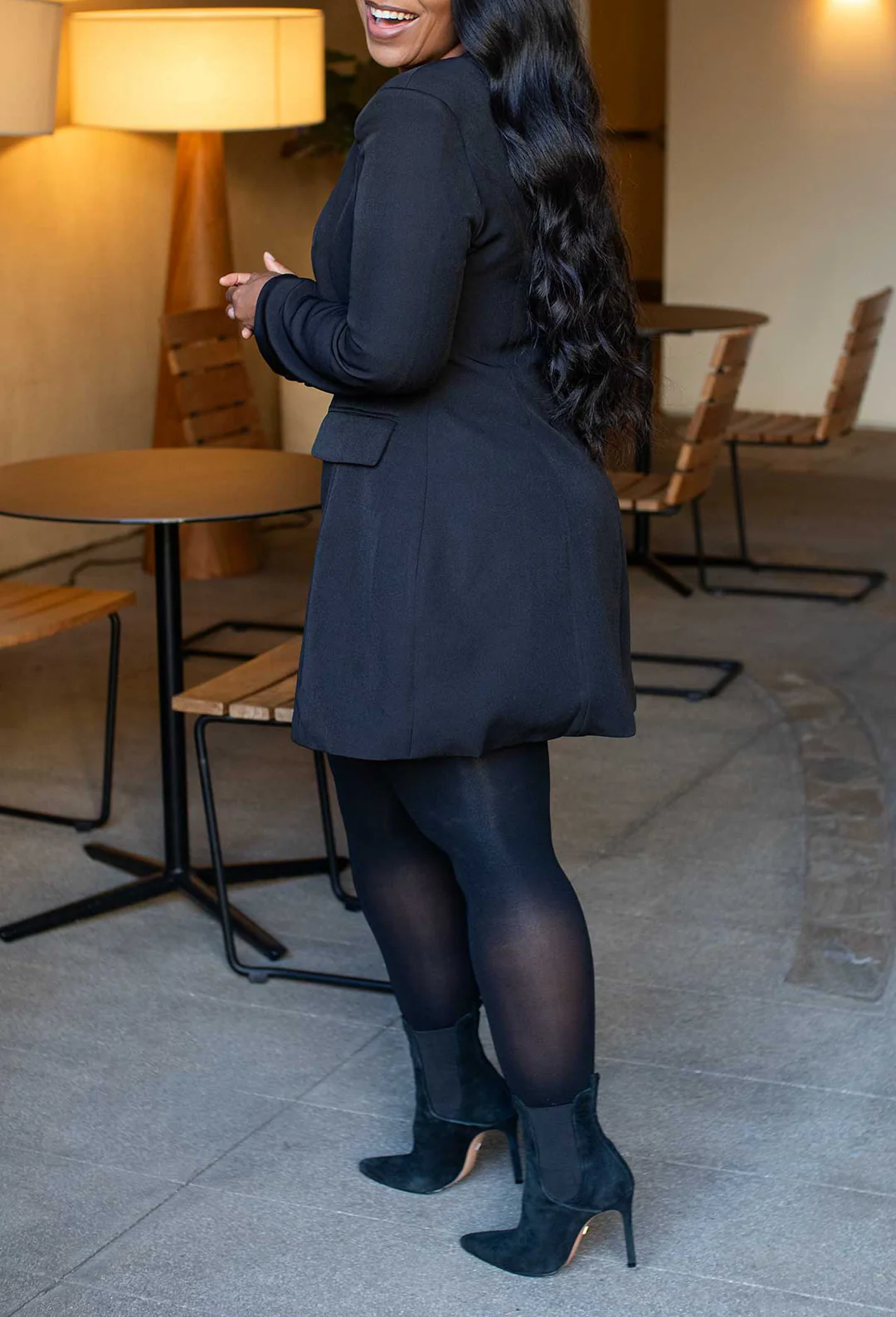 Collarless Blazer Button-Up Dress / Coat