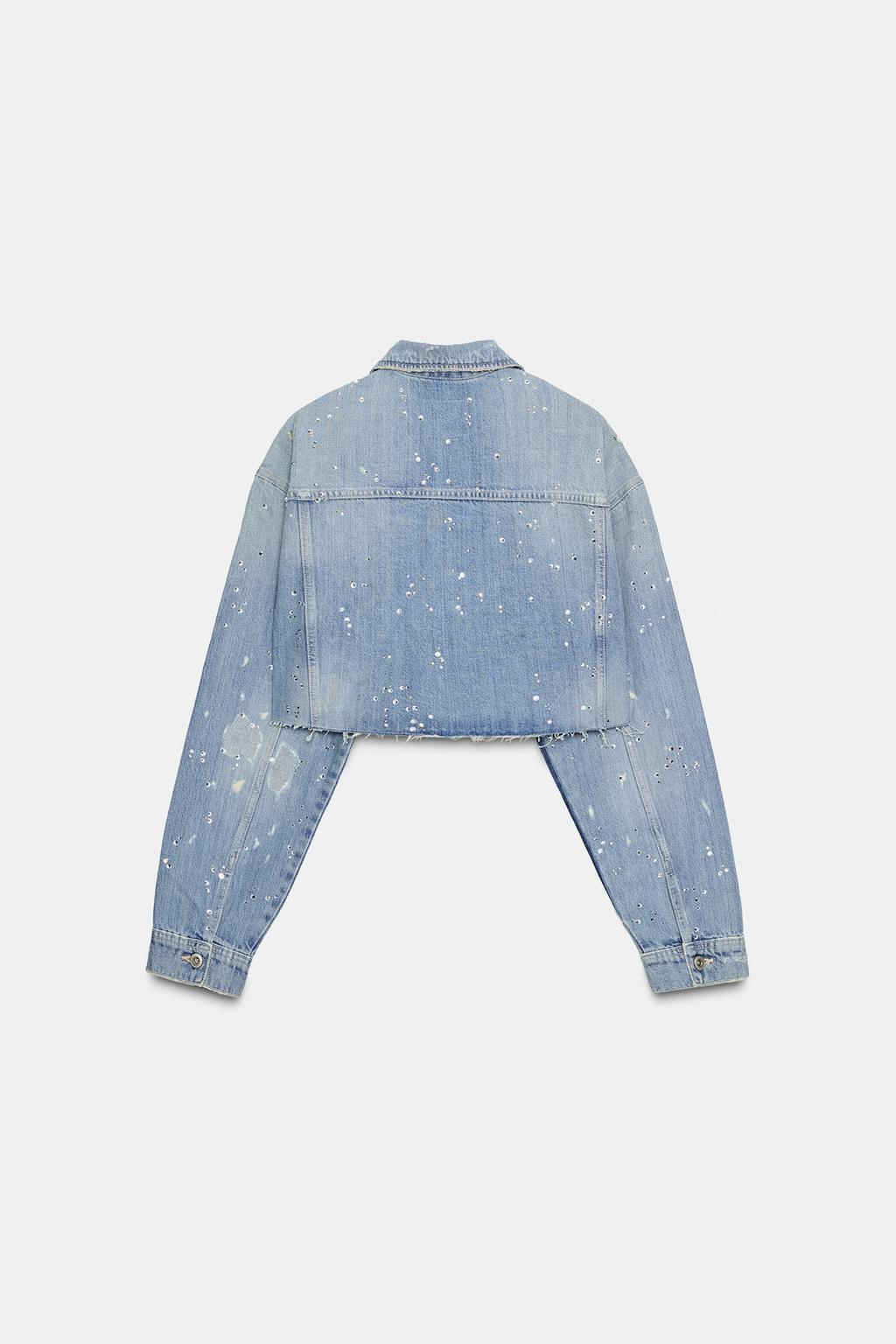 Strass cropped denim jacket + pants