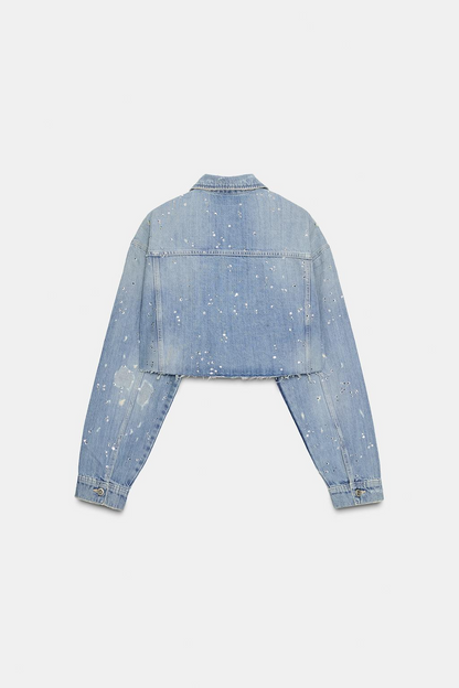 Strass cropped denim jacket + pants