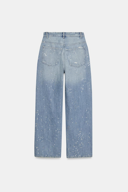 Strass cropped denim jacket + pants