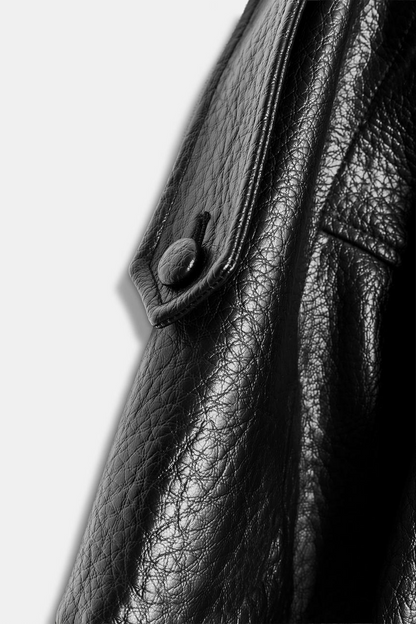 Stand collar leather jacket