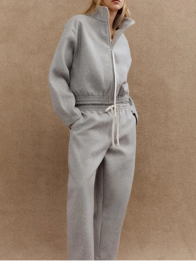 Zipper Sports Sweatshirt Set