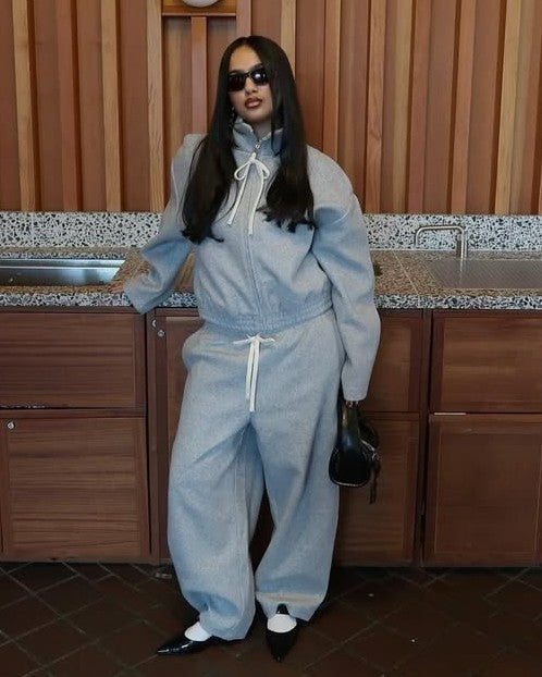 Zipper Sports Sweatshirt Set