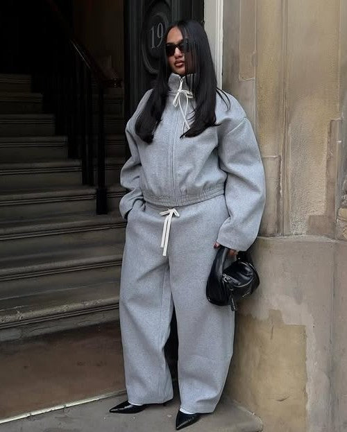 Zipper Sports Sweatshirt Set