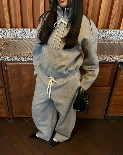 Zipper Sports Sweatshirt Set