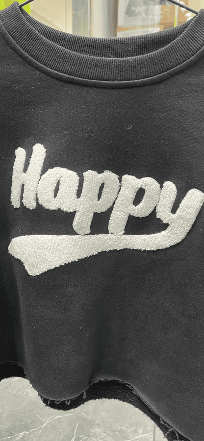Happy | Cropped Graphic Sweatshirt