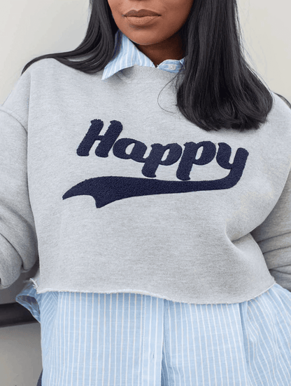 Happy | Cropped Graphic Sweatshirt