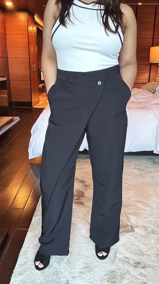 Fold high waist formal trousers