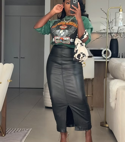 Faux Leather Maxi Skirt