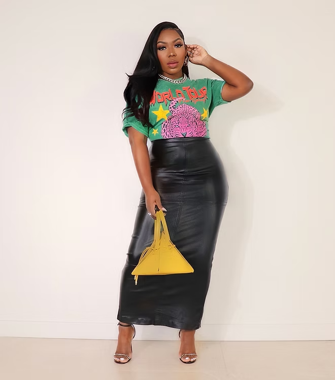 Faux Leather Maxi Skirt