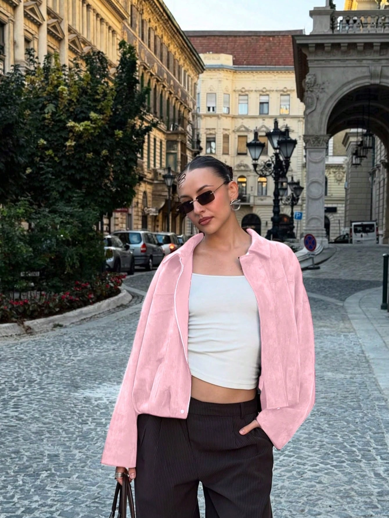 Turndown Collar Long Sleeve Zipper Loose Jacket