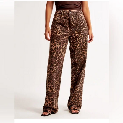 Leopard Printed Low Rise Jeans