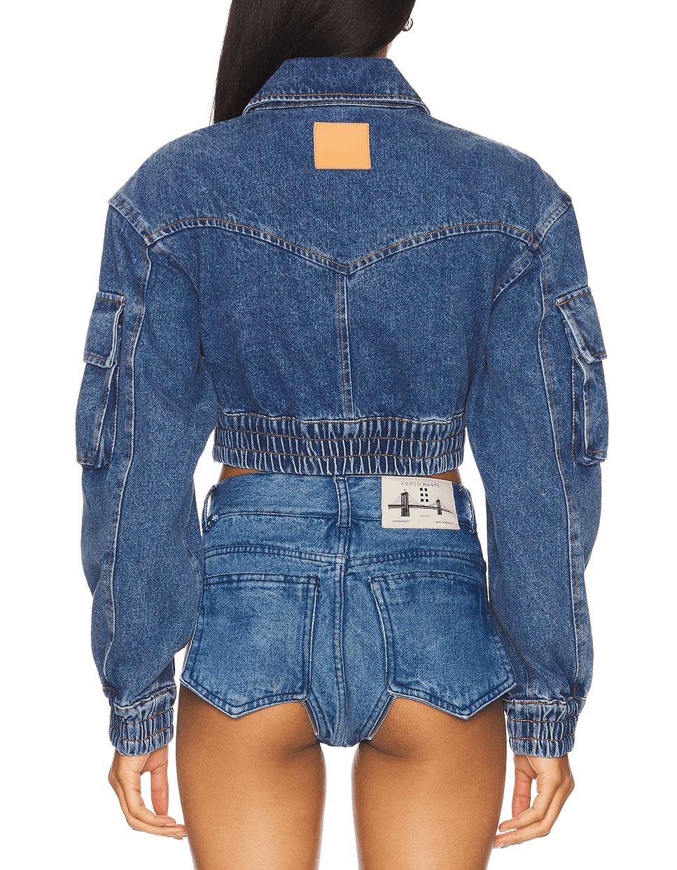 Cropped Denim Bomber Jacket