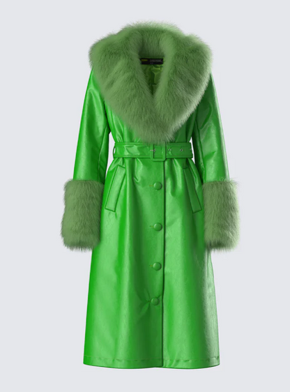 Vegan Fur Leather Coat
