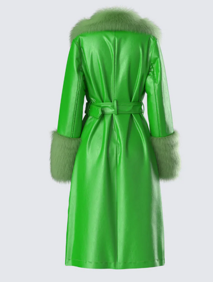 Vegan Fur Leather Coat