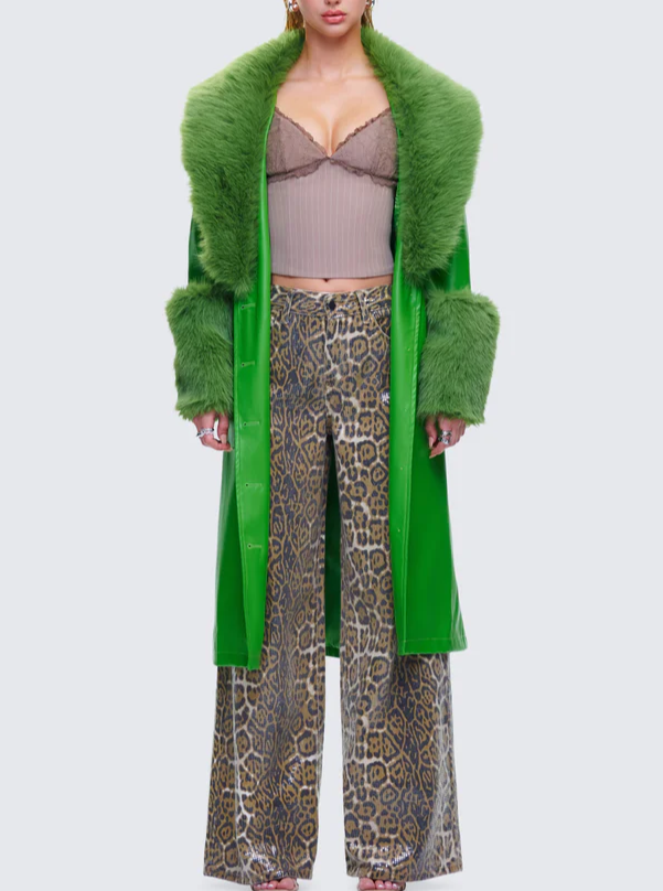 Vegan Fur Leather Coat