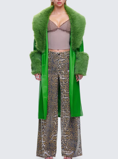 Vegan Fur Leather Coat