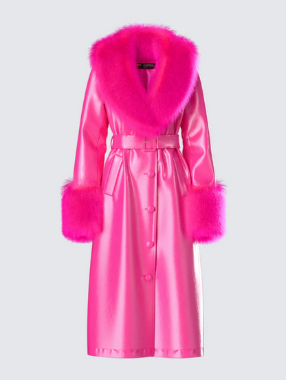 Vegan Fur Leather Coat