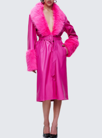 Vegan Fur Leather Coat