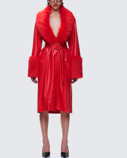 Vegan Fur Leather Coat